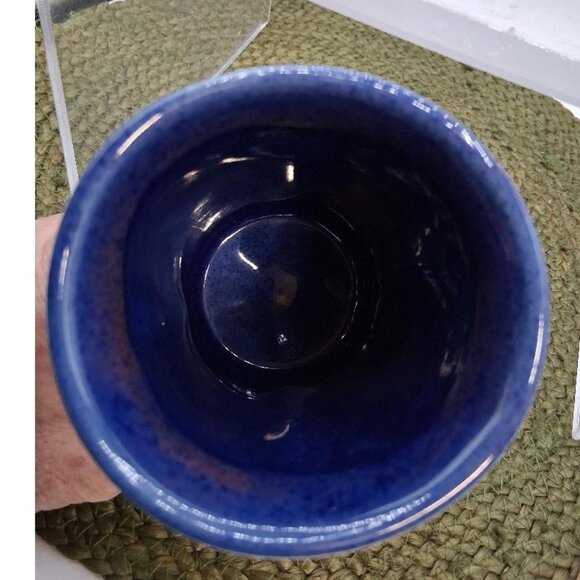 Walt Glass Handcrafted Ceramic Tumbler/Utencil Holder With Blue & Red Glaze - Picture 3 of 5